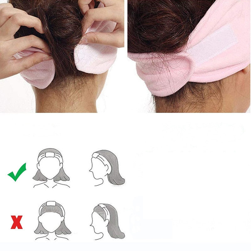 2 for 1 - Adjustable Facial Hair Band & Makeup Head Band Towel