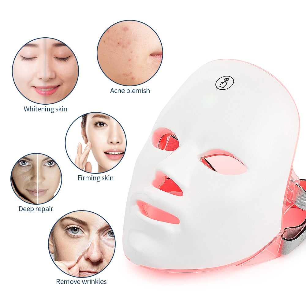 LED Facial Mask Photon Therapy Skin Rejuvenation Anti Acne Wrinkle Removal Skin Care Mask Skin Brightening